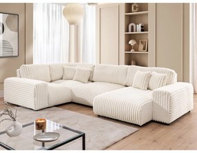 Krémová menčestrová rohová pohovka (ľavý roh/do tvaru "U") Justin – Ropez