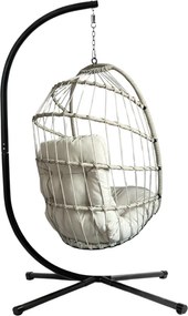 Skládací závěsné houpací křeslo Houseland Malta světle šedé