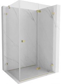 Mexen Lunar-F, sklápací sprchový kút pravý 95 x 90 cm, 8mm číre sklo, zlatý profil, 836-095-090-50-00-P