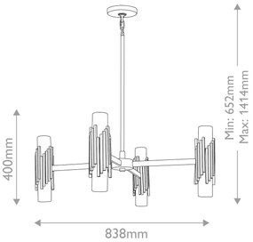 Elstead MARVELE8-AB-OPAL - Luster na tyči MARVELE 8xE14/40W/230V zlatý