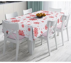Vianočný obrus s prímesou bavlny Minimalist Cushion Covers Red Snowflakes, 140 x 180 cm
