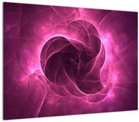 Sklenený obraz modernej ružovej abstrakcie (70x50 cm)