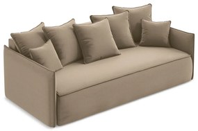 Svetlohnedá zamatová rozkladacia/s úložným priestorom pohovka 225 cm Hula – Makamii