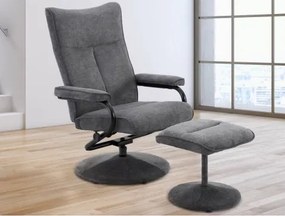 Relaxačné kreslo s taburetom Alfa, dymovo šedá látka%