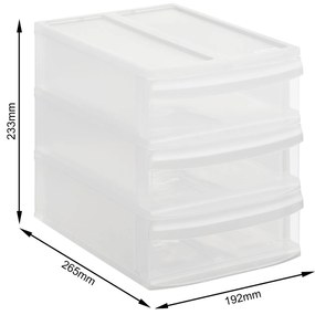 XS - Box s 3 zásuvkami, úložný box výsuvný, transparentný Rotho SYSTEMIX - TOWER