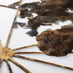 Nástenná dekorácia 120x60 cm mapa sveta kov