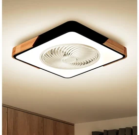 Brilagi-LED Stmiev. svietidlo s ventilátorom LED/30W/230V 3000-6500K čierna/dub+DO BG1617