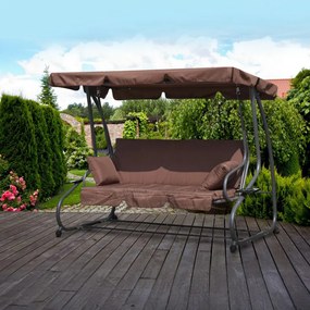 Tmavohnedá polohovateľná záhradná hojdačka