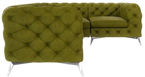 Zelená zamatová rohová pohovka (pravý roh/do L) Chelsea – Ropez