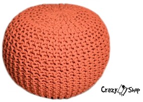 CrazyShop pletený PUF SOLID, oranžová