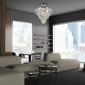 Luster na tyči CHELSEA 6xE14/40W/230V pr. 50 cm lesklý chróm