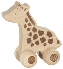 Goki Edukačná drevená žirafa na kolieskach