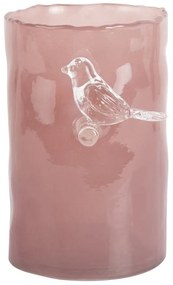 Ružová sklenená váza (výška 15 cm) Bird On Branch – PT LIVING