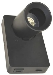 Nástenné bodové svietidlo TAFT 1xGU10/30W/230V USB čierna