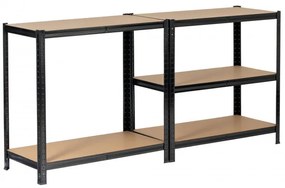 Set 2 kovových regálov 90x30x180 cm čierny
