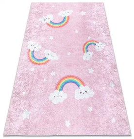 JUNIOR 52063.802 umývací koberec Dúha, mraky pre deti protišmykový - ružová Veľkosť: 80x150 cm