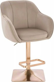 LuxuryForm DESIGN Barová stolička AVOLA VELUR na zlatej hranatej podstave - latte