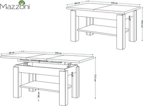 ASTORIA dub Oasis, rozkládací konferenční stolek