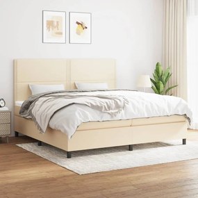 Boxspring posteľ s matracom krémová 200x200 cm látka 3141726