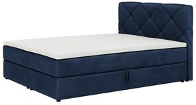 Manželská posteľ Boxspring 140x200 cm Karum Comfort (tmavomodrá) (s roštom a matracom). Vlastná spoľahlivá doprava až k Vám domov. 1056018