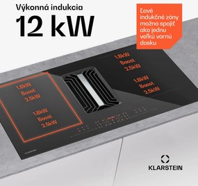Klarstein AirJet Hybrid Down Air System, Indukčná varná doska s integrovaným digestorom, 600 m³/h, EEK A++