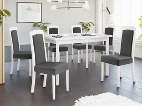Rozkladací jedálenský stôl so 6 stoličkami - AL26, Morenie: biela - L, Poťahové látky: Kronos 22