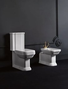Kerasan Kerasan, WALDORF WC kombi, spodný/zadný odpad, biela-bronz, WCSET18-WALDORF