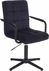 LuxuryForm DESIGN Otočná stolička VERONA BLACK VELUR na čiernom kríži - čierna