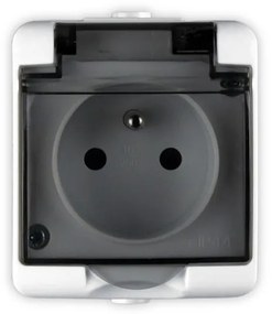 Elhard Vonkajšia zásuvka na omietku Tew, IP44, biela TE2100W