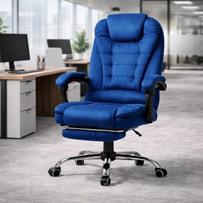 Kancelárske kreslo BOSS s podnožkou - modrá textília