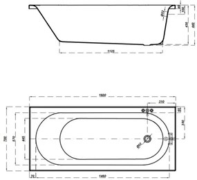 Cersanit Octavia, akrylátová vaňa 160x70cm + nožičky, biela, S301-252
