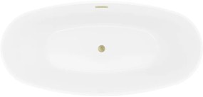 Mexen Lira, voľne stojaca vaňa, vzor, 170 × 80 cm, biela lesklá, zlatý matný prepad, 52831708000-55