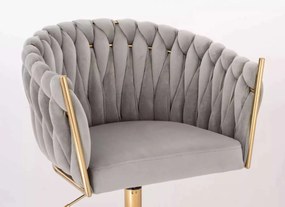 LuxuryForm DESIGN Barová stolička NORDEN VELUR na zlatom tanieri - svetlo šedá