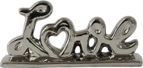 Dekorácia Love 26 cm, strieborná%