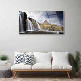 Skleneny obraz Vodopád hory príroda 100x50 cm