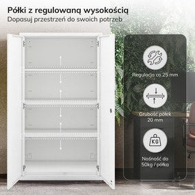Kovová modulárna multifunkčná skriňa na podstavci biela MEGAN 1600 x 900 x 400 mm