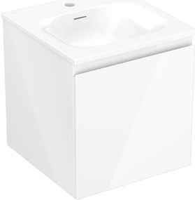Mexen Orio, kúpeľňová skrinka 45 cm s umývadlom Vela, 1 zásuvka, biela lesklá, 91A10-04547-1-BF00-W23M00