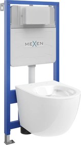 Mexen Lena podomietková WC sada rám Fenix Slim s WC misou, biely lesk - 6103322XX00