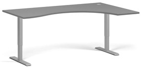 Ergonomický výškovo nastaviteľný stôl, 180x120 cm, 2 motory, L/P, sivá podnož, grafit