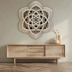 Vyrezávaná drevená 3D mandala na stenu | SENTOP PR0456