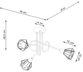 Stropné svietidlo Artemis, 3x čierne drôtené tienidlo