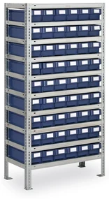 Regál s plastovými boxmi MAX - 1600 x 500 x 800 mm, 54x box C