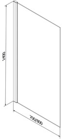 Mexen ALEX, vaňová zástena, 1-krídlo otáčavé, 70x140 cm, vzor čierny rám, 893-070-001-70-70