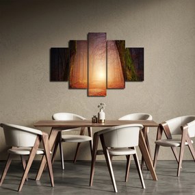 Obraz jesenného lesa v hmle (150x105 cm)