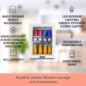 Klarstein Brooklyn 42, mini chladnička, sklenené dvere, LED osvetlenie, police