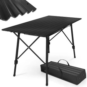 Miadomodo skladací kempingový stôl JG95144 90 x 45-65 x 53 cm čierny s taškou