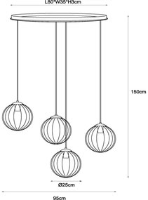 Lucide 45493/04/33 - Luster na lanku MONSARAZ 4xE27/40W/230V