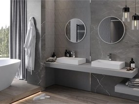 Mexen Loft kúpeľňové zrkadlo okrúhle 60 cm, biely rám - 9850-060-060-000-20
