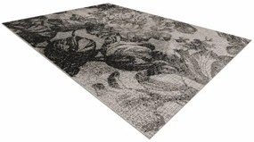 Koberec šnúrkový SIZAL FLOORLUX 20491 KVETY strieborný/čierny