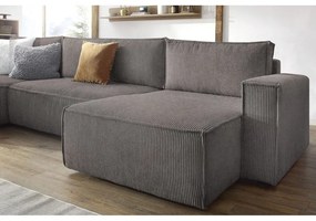 Tmavosivá menčestrová rozkladacia rohová pohovka do "U" Nihad – Bobochic Paris